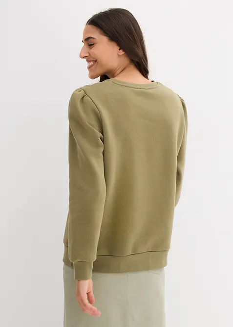 Sweatshirt med broderi i bomullsmix, bonprix