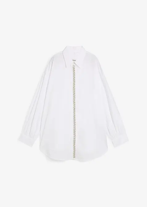Skjortblus med strassapplikation, bonprix