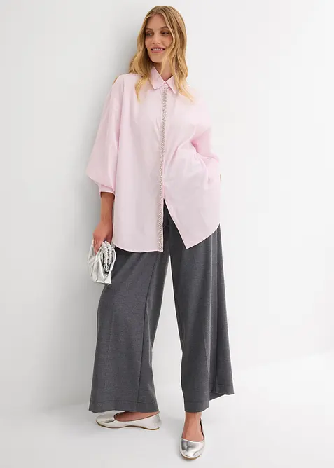 Skjortblus med strassapplikation, bonprix