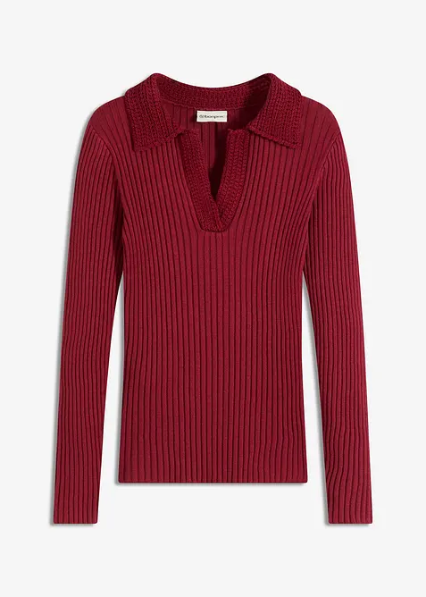 Finstickad tr&ouml;ja med kl&auml;dsam krage, bonprix