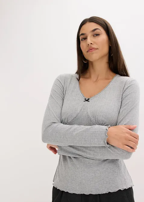 Ribbstickad topp, bonprix