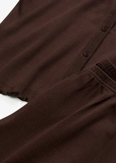 Ribbstickad pyjamas med knappsl&aring;, bonprix