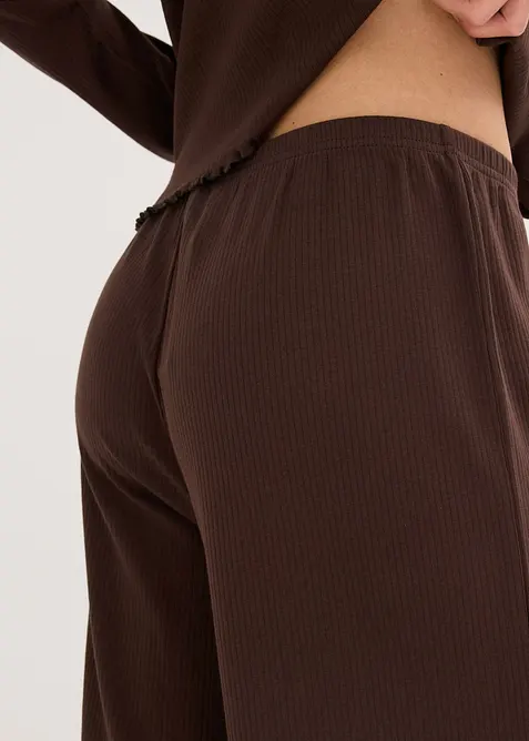 Ribbstickad pyjamas med knappsl&aring;, bonprix