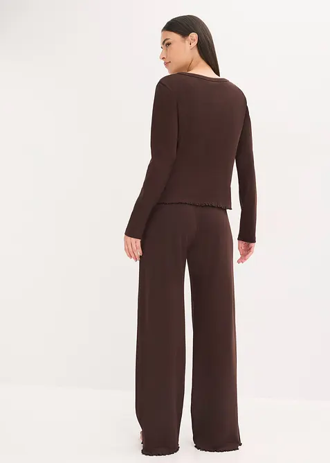 Ribbstickad pyjamas med knappsl&aring;, bonprix