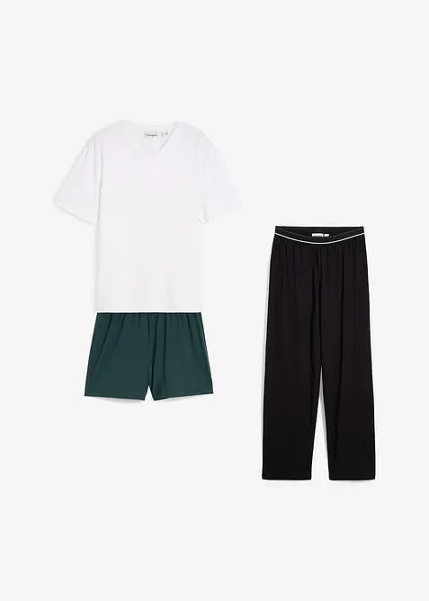 Kortärmad pyjamas i 3-delat set av ren ekologisk bomull, bonprix