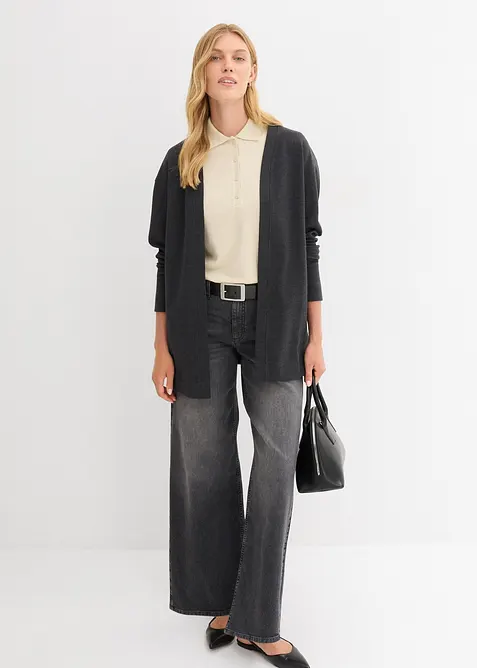 Lång trikåjacka av mjuk bomullsmix, bonprix