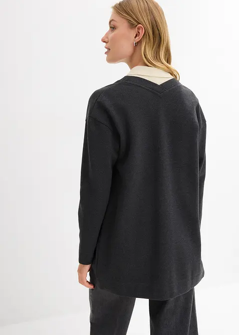 Lång trikåjacka av mjuk bomullsmix, bonprix