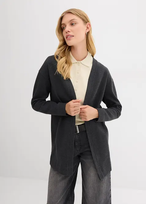 Lång trikåjacka av mjuk bomullsmix, bonprix