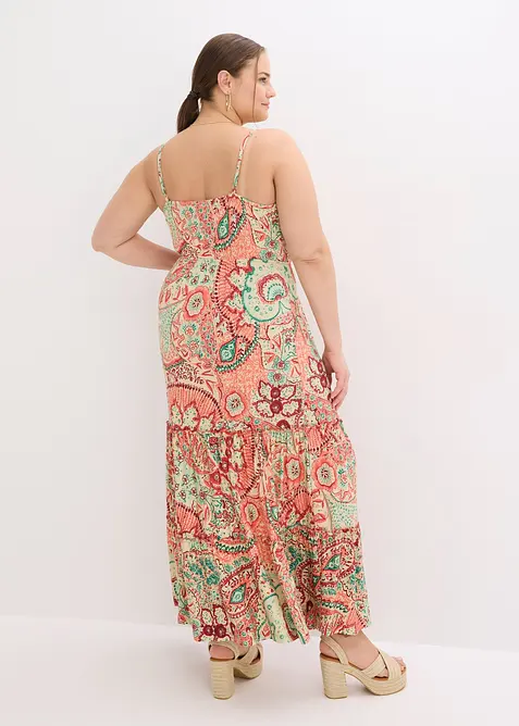 Jerseyklänning med smala axelband i mjuk viskosmix, bonprix