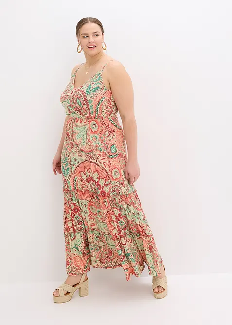 Jerseyklänning med smala axelband i mjuk viskosmix, bonprix