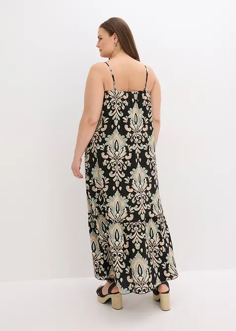 Klänning av viskos med struktur, med axelband, bonprix