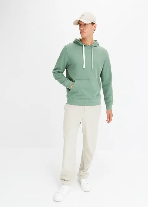 Sweatshirt med huva i ren bomull, bonprix