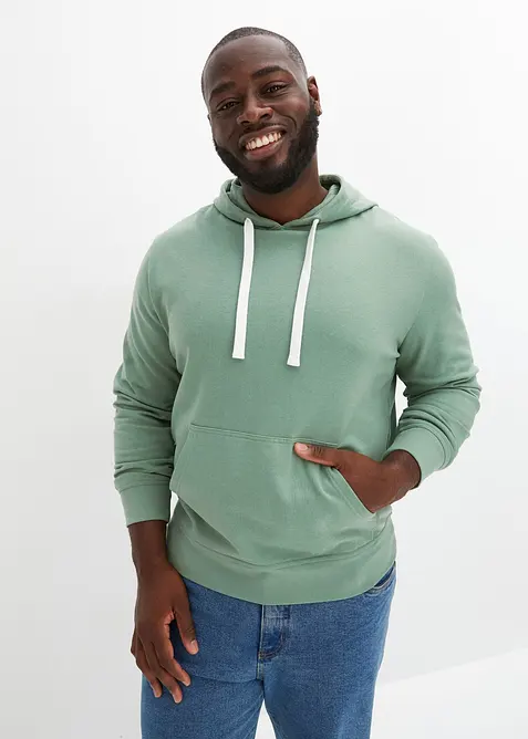 Sweatshirt med huva i ren bomull, bonprix