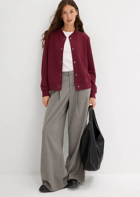 Sweatshirtjacka med knappslå, bonprix