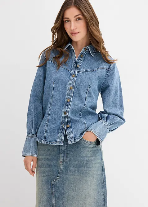 Jeansblus i ren bomull, bonprix