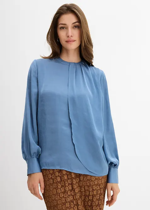 Blus i f&ouml;ljsam satin, bonprix