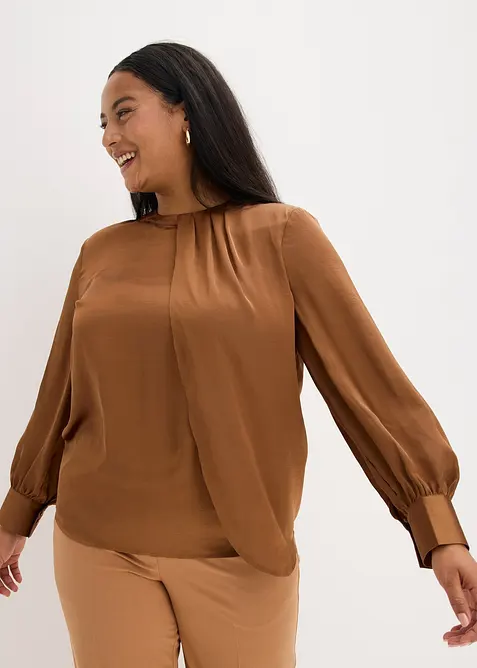Blus i följsam satin, bonprix