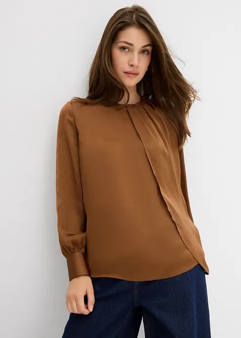 Blus i följsam satin, bonprix