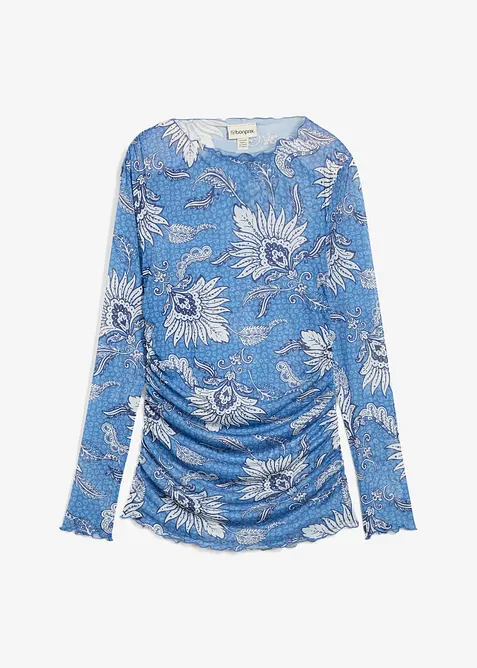 Långärmad topp i fintrådig mesh, bonprix