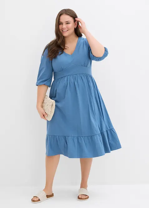 Jerseyklänning av ren bomull, bonprix