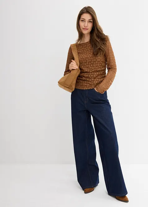 L&aring;ng&auml;rmad topp i spets, bonprix