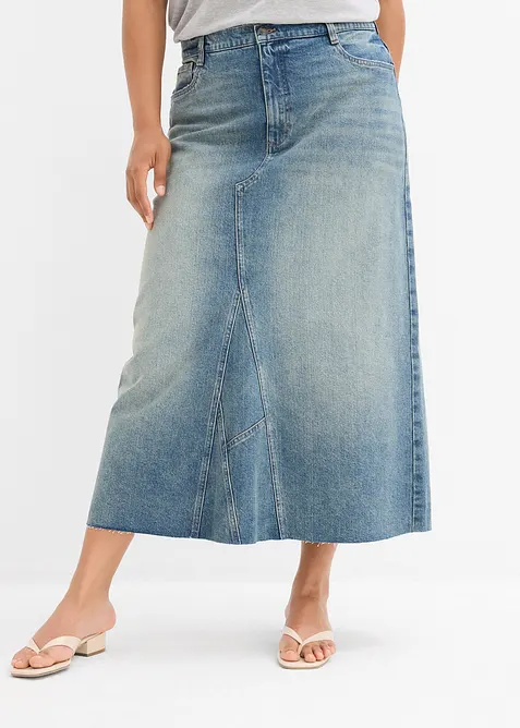 Jeanskjol i maxilängd med Mid Waist, bonprix