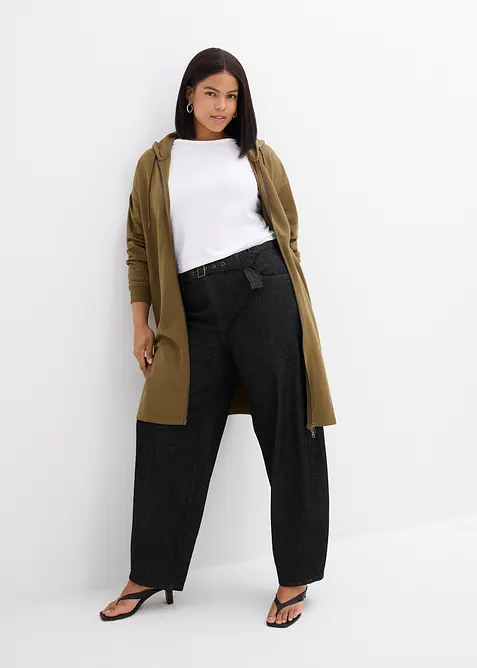 Barrel Jeans Mid Waist med skärp, bonprix