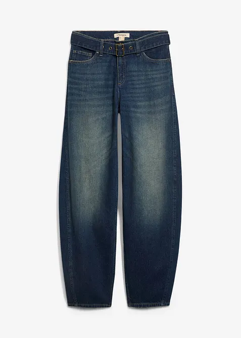 Barrel Jeans Mid Waist med skärp, bonprix