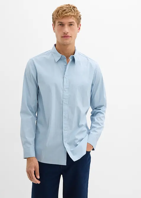Långärmad skjorta med bomull och stretch, Regular Fit, bonprix