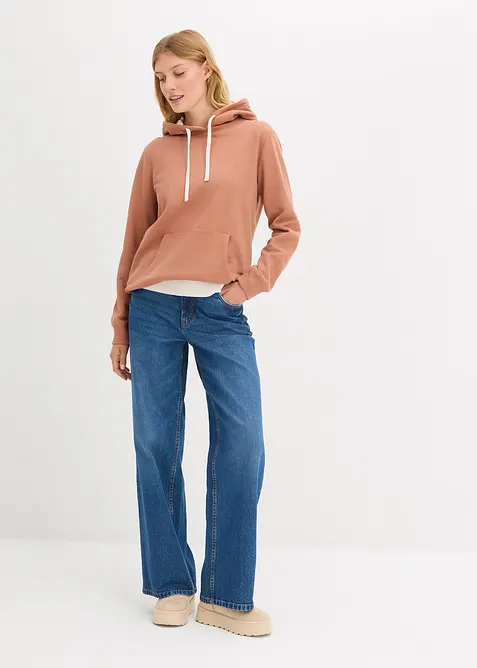 Sweatshirt med luva i ren ekologisk bomull, bonprix