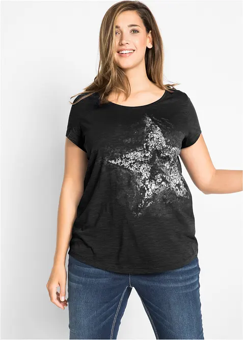 Bomullstopp i flamgarn, kortärmad, bonprix