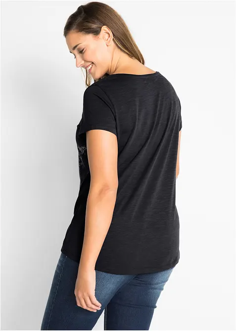 Bomullstopp i flamgarn, kortärmad, bonprix