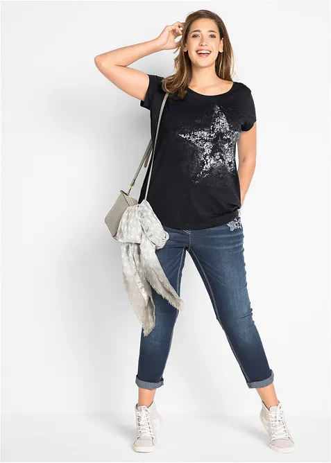 Bomullstopp i flamgarn, kortärmad, bonprix