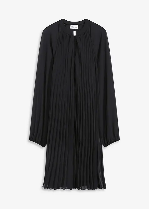 Miniklänning av tunn chiffong med plisséringar, bonprix