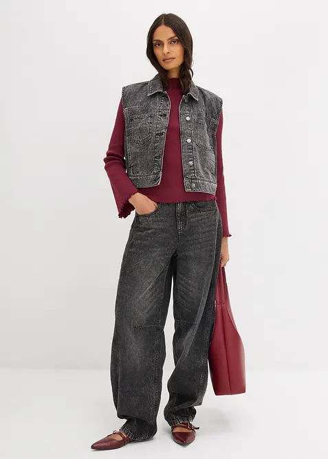 Ribbad topp i ren bomull, bonprix