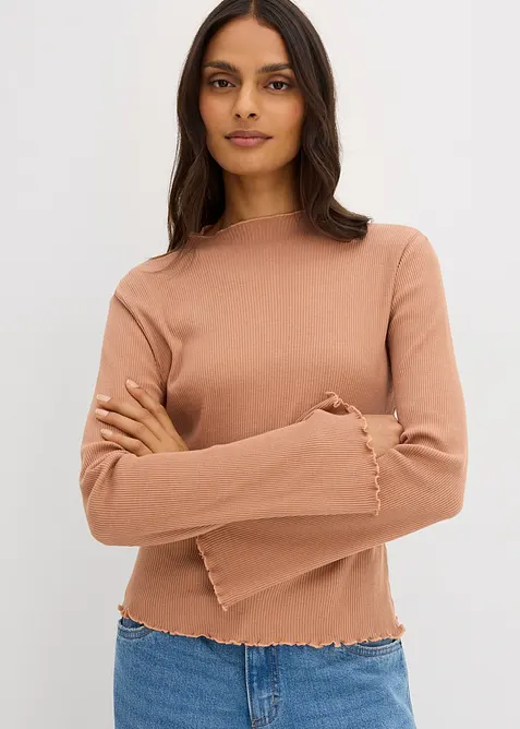 Ribbad topp i ren bomull, bonprix