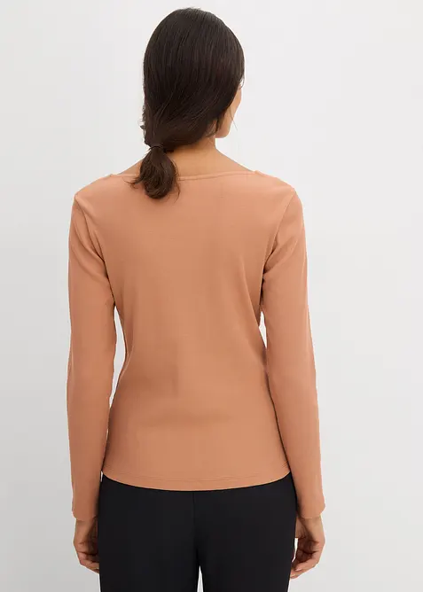 Ribbstickad topp i ekologisk bomull, bonprix