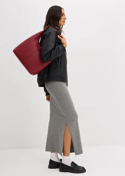 Mellanlång kjol i följsam viskos, bonprix