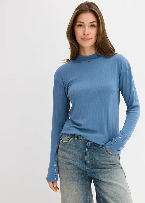 Ribbstickad topp med l&aring;nga &auml;rmar, bonprix