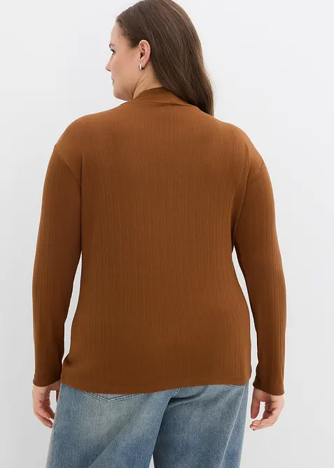 Ribbstickad topp med l&aring;nga &auml;rmar, bonprix