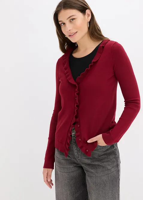 Finstickad cardigan av viskosmix med mjukt fall, bonprix