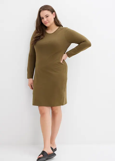 Jerseykl&auml;nning av bomull med stretch (2-pack), bonprix