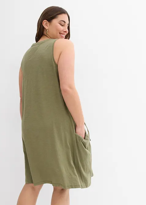 Jerseykl&auml;nning i bomull med fickor, bonprix