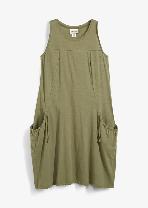 Jerseykl&auml;nning i bomull med fickor, bonprix