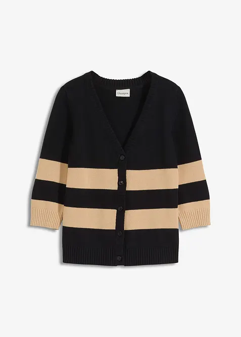 Randig bomullscardigan, bonprix