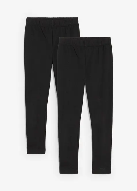 Leggings i elastiskt material med ekologisk bomull f&ouml;r barn (2-pack), bonprix
