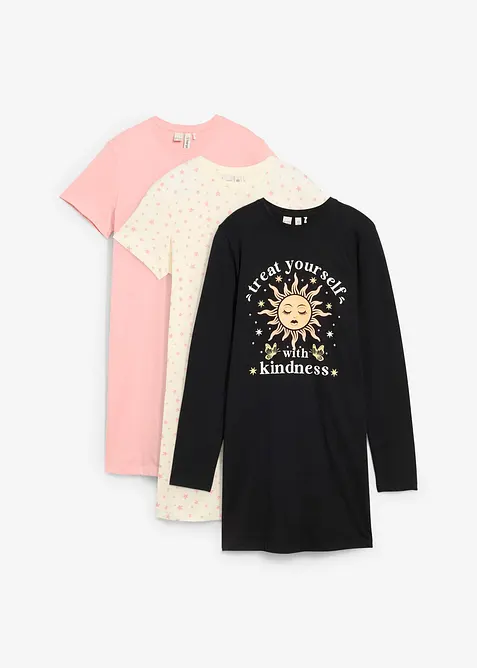 Nattlinne av ekologisk bomull (3-pack), bonprix