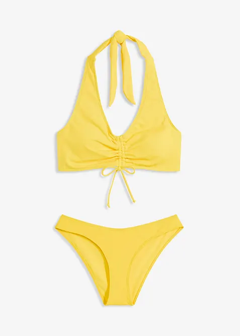 Bikini med halterneck och rynkning (2 delar), bonprix