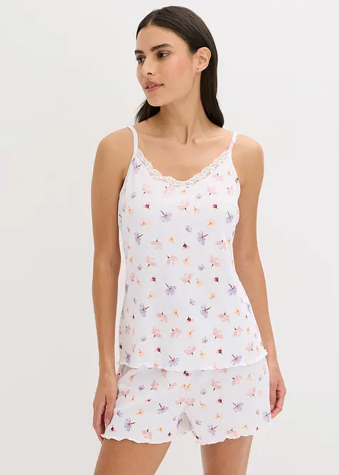 Pyjamas med shorts, ribbat material, bonprix