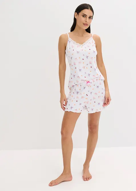 Pyjamas med shorts, ribbat material, bonprix